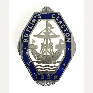 Butlins 1956 Clacton holiday camp sailing ship octagonal badge