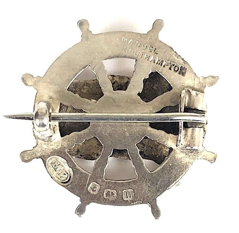 Union-Castle Mail Steamship Co 1912 silver ships wheel badge by Michael Emanuel Southampton — image 2