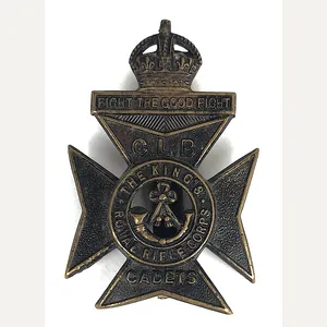 WW1 CLB Cadets Kings Royal Rifle Corps cap badge