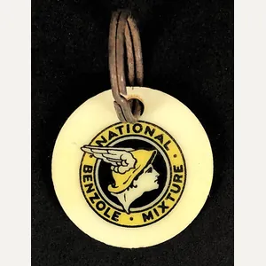 National Benzole Mixture key ring badge Fields Garages Chichester