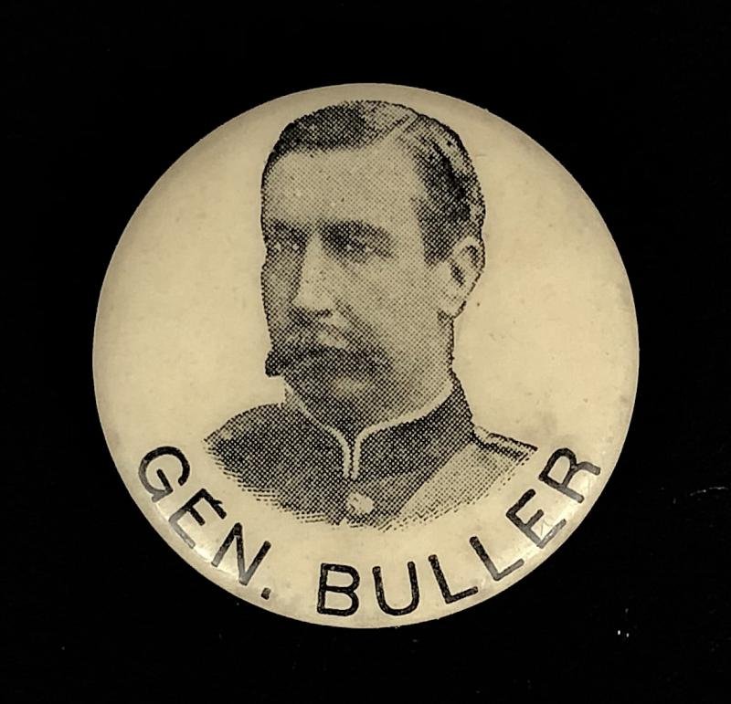 General Buller Boer War celluloid tin button badge