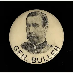 General Buller Boer War celluloid tin button badge