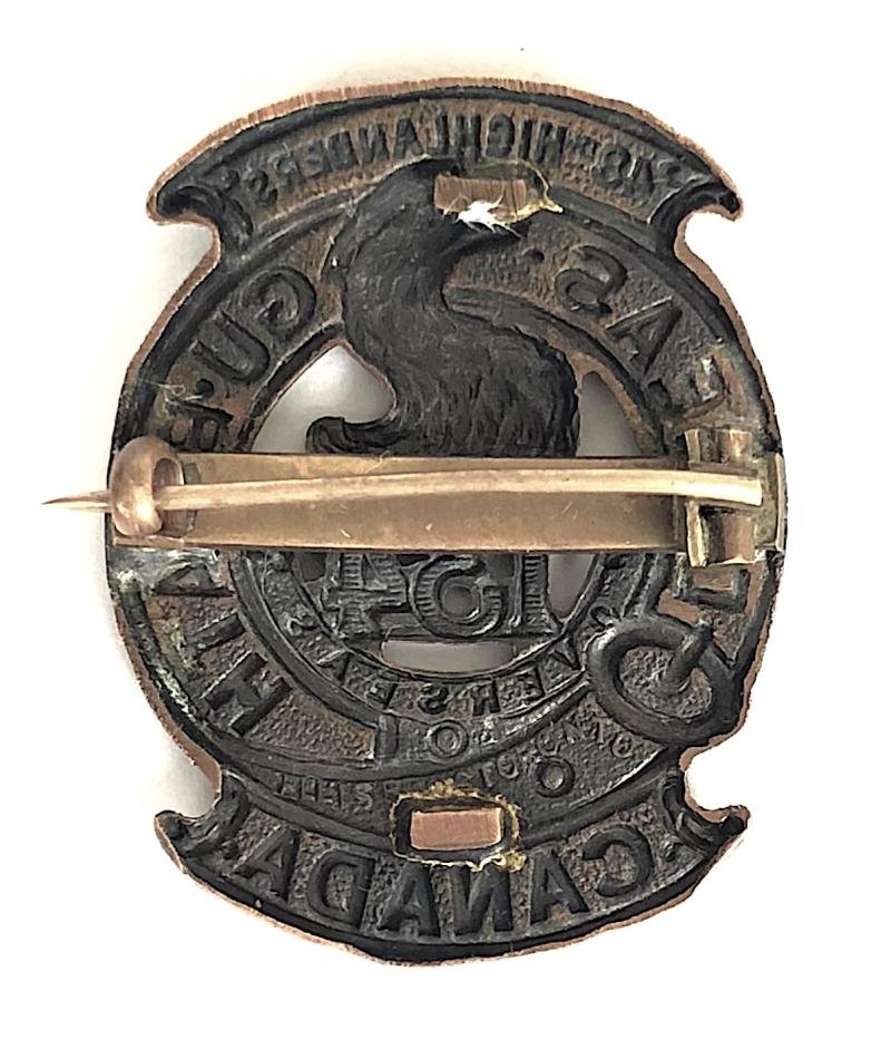 WW1 Canadian CEF 134th Infantry Battalion (48th Highlanders) pinned collar badge Ellis Bros — image 2