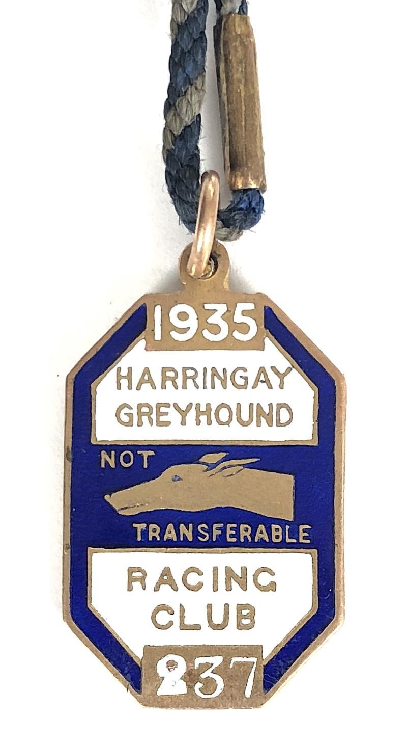1935 Harringay Greyhound Racing Club Membership Badge London — image 2