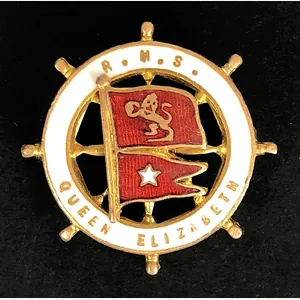 RMS Queen Elizabeth Cunard White Star Shipping Line ships wheel …