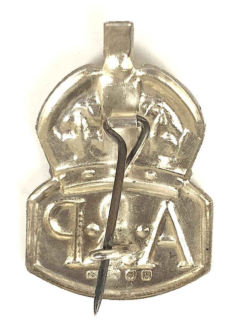 Air Raid Precautions 1938 silver lady warden ARP badge and box — image 3