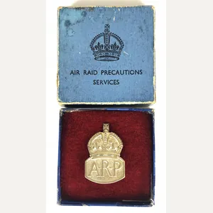 Air Raid Precautions 1938 silver lady warden ARP badge and …