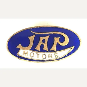 'J A P Motors' motor cycle engines advertising badge