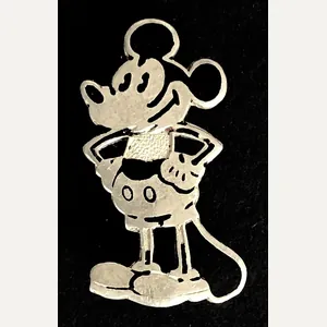 Mickey Mouse miniature cartoon character figure silver badge