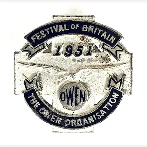1951 Festival of Britain Owen Organisation participants badge British Racing …