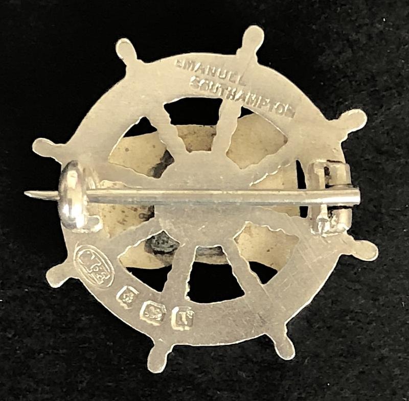 Union-Castle Flag 1912 Hm silver ships wheel badge Michael Emanuel Southampton — image 2