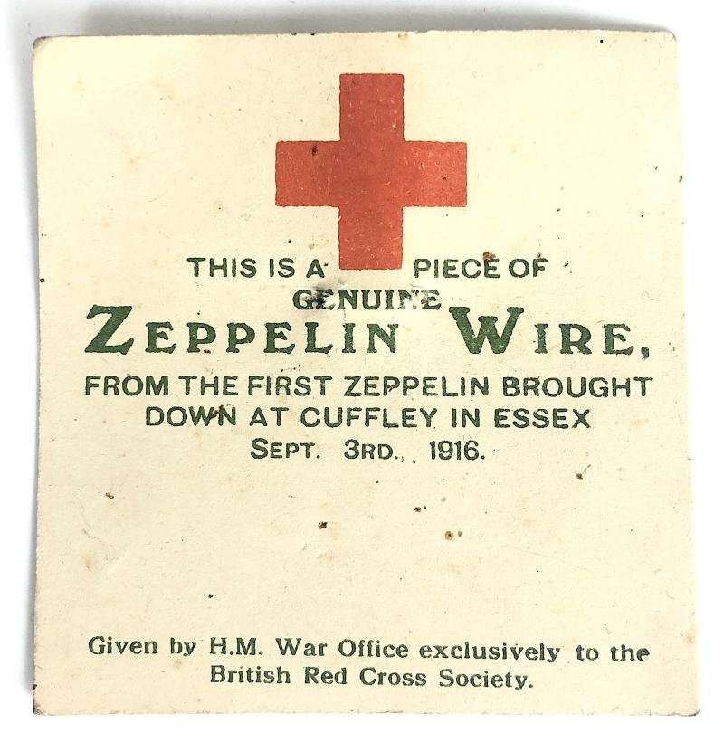 British Red Cross 1916 Zeppelin wire card backing sold to raise funds for the war effort — image 4