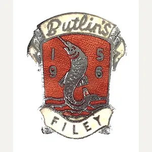 Butlins 1956 Filey holiday camp fish on line badge