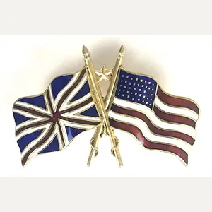 British Union Flag & United States Stars and Stripes Silver …