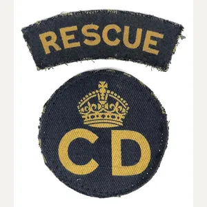 WW2 Civil Defence Printed Breast Badge & Rescue Title