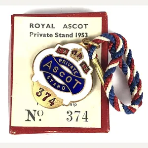 Royal Ascot Private Stand 1953 horse racing badge Queen Elizabeth …