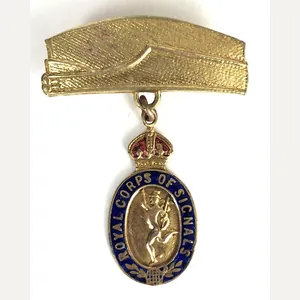 WW2 Royal Corps of Signals suspension side cap sweetheart brooch