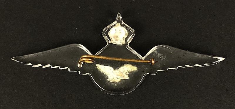 WW2 Spitfire Fighter Plane salvaged perspex pilots wing fundraising badge — image 2