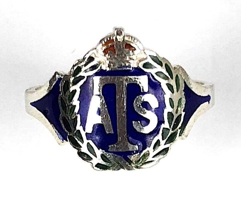 Auxiliary Territorial Service silver and enamel ATS ring — image 2