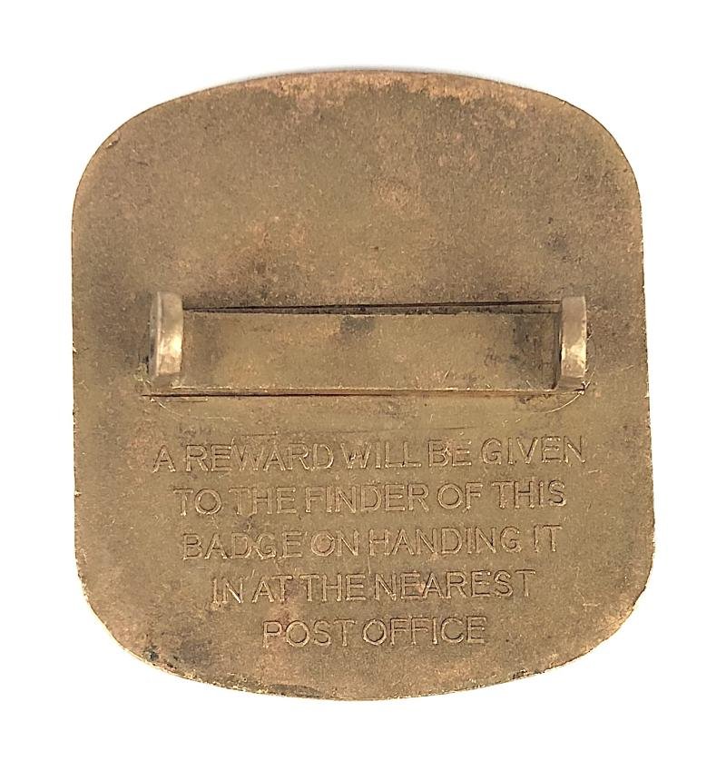 General Post Office GPO Royal Mail postmans security area badge — image 2