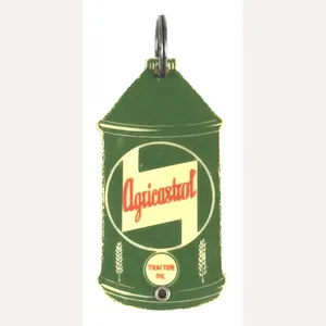 Agricastrol Tractor Oil Can key ring advertising vintage badge