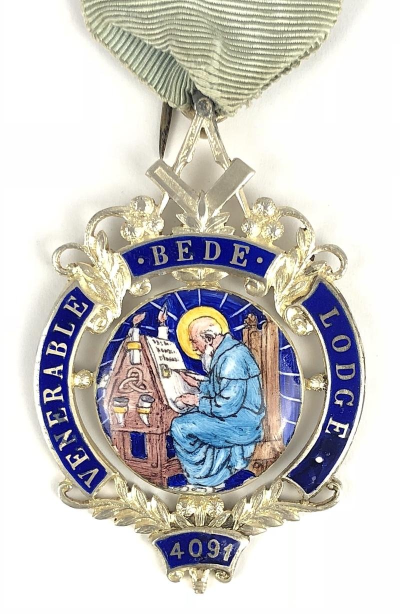 Masonic Venerable Bede Lodge No 4091 Silver & Enamel Jewel — image 2