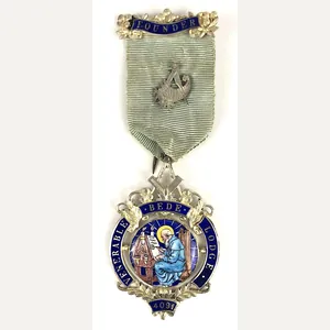 Masonic Venerable Bede Lodge No 4091 Silver & Enamel Jewel