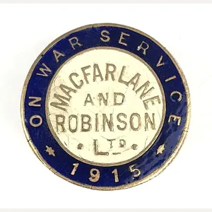 Macfarlane & Robinson Ltd 1915 On War Service Badge Wolverhampton …
