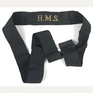 Royal Navy H.M.S. Wartime Economy Issue Printed Cap Tally Ribbon …