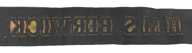 Royal Navy H.M.S. Berwick cap tally silk ribbon badge approx 121mm. — image 3
