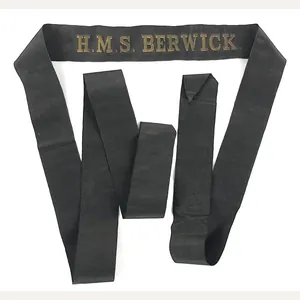 Royal Navy H.M.S. Berwick cap tally silk ribbon badge approx …