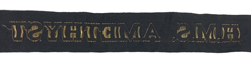 Royal Navy H.M.S. Amethyst cap tally silk ribbon badge approx 98mm. — image 3