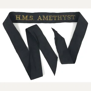 Royal Navy H.M.S. Amethyst cap tally silk ribbon badge approx …