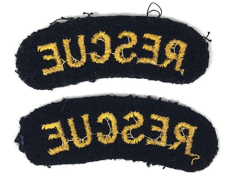 WW2 Civil Defence Rescue Party Pair of Shoulder Title Badges Introduced 1941 — image 2
