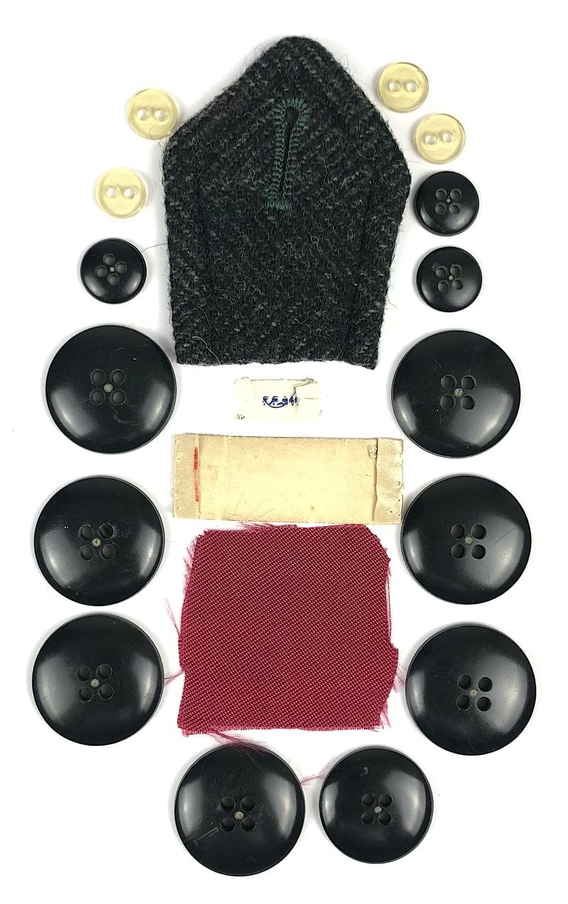 Womens Voluntary Service WVS coat buttons name tape, herringbone wool sample — image 2