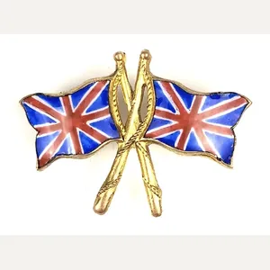 Union Jack Crossed Flags gilt and enamel patriotic badge