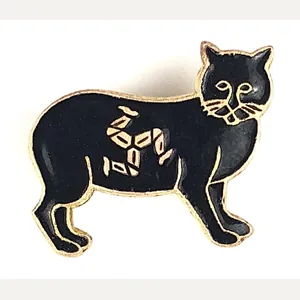 Isle of Man lucky black manx cat badge c.1970s