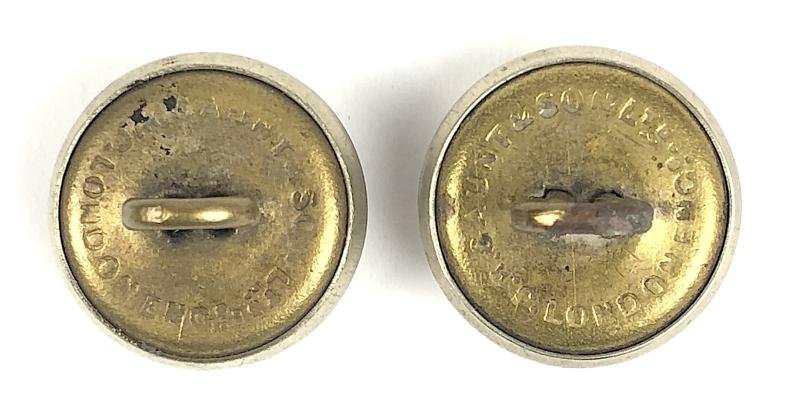 Observer Corps small matching pair of white metal breast pocket uniform buttons — image 2