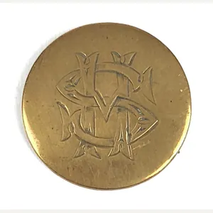 Stevensone Hunt Club brass engraved script button Devon