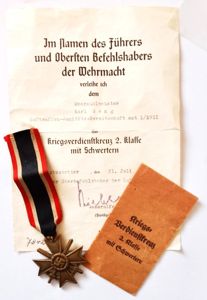 Third Reich War Merit Cross with Swords & Packet of …