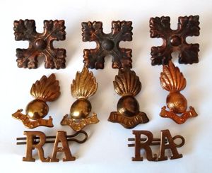 WW1 Royal Artillery Collar & Shoulder Titles etc
