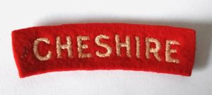 Vintage Embroidered 'CHESHIRE' British Army Cloth Shoulder Title