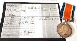 WW1 War Medal to 'McLELLAN' Royal Highlanders with copy of …
