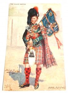 'Harry Payne' Post Card featuring a Black Watch Piper