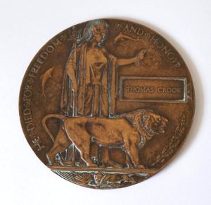 WW1 British Death Plaque