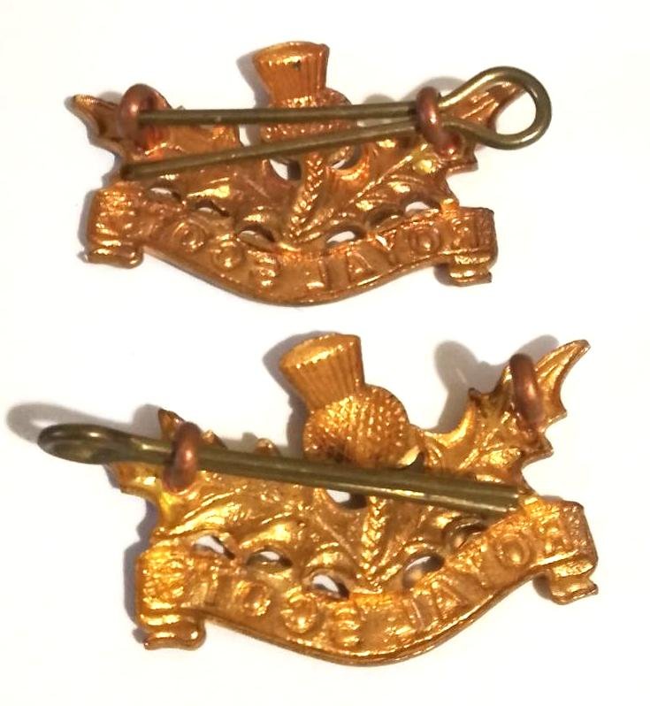 Matching Pair of Royal Scots Collar Badges — image 2