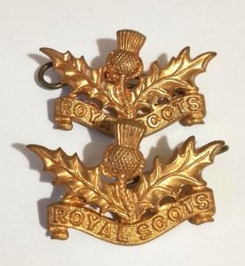 Matching Pair of Royal Scots Collar Badges