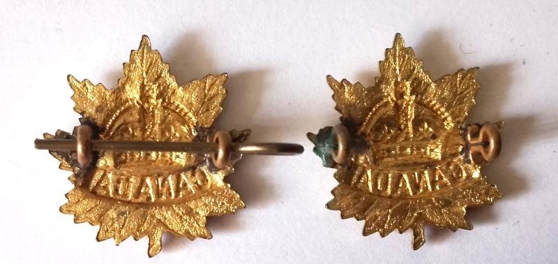 WW2 Period Matching Pair of Canadian Collar Badges — image 2