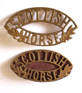 Matching Pair of WW1 Period Scottish Horse Shoulder Titles