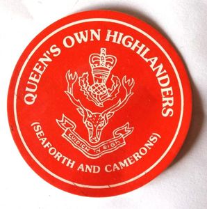 Queens Own Highlanders Beer Mat